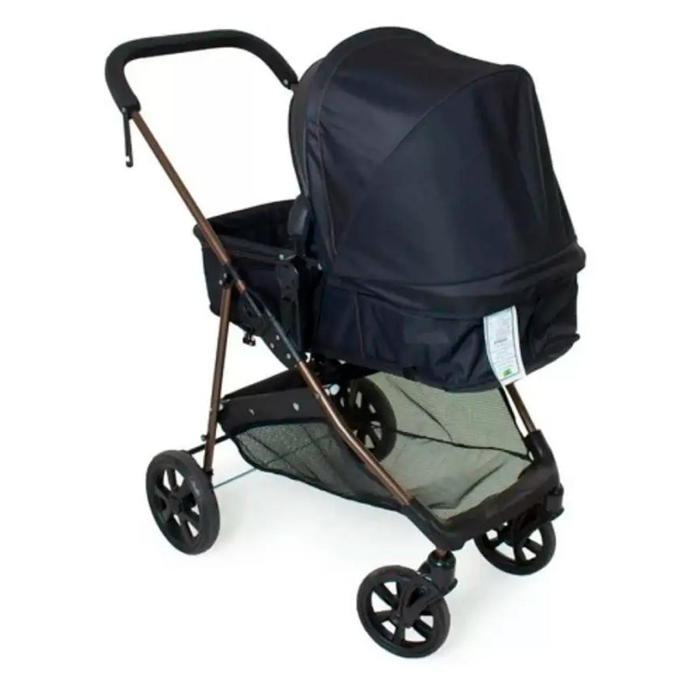 Carrinho de Bebe Moises Napoli Duo Preto Cobre + Bebe Conforto Grid - Galzerano