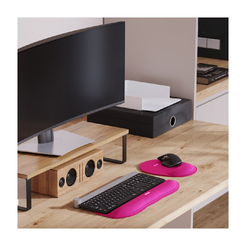 Mouse Pad Ergonômico 24 x 20,6cm, Reliza Comfort, Apoio para Pulso e Base Antiderrapante - Magenta