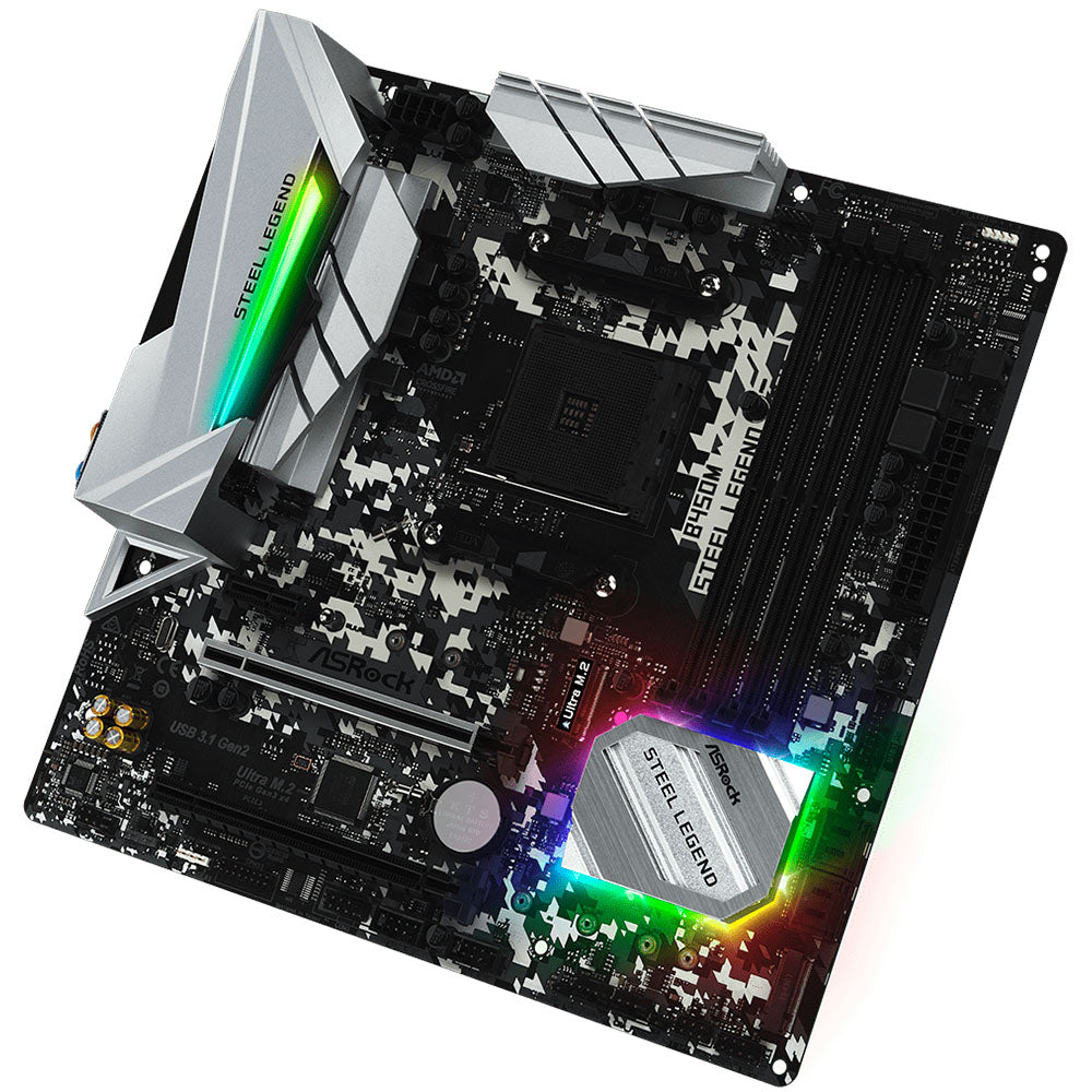 Placa Mãe AM4 B450M ASRock Steel Legend Com 4 Slots DDR4 , USB 3.1/Type-C/Displayport, HDMI