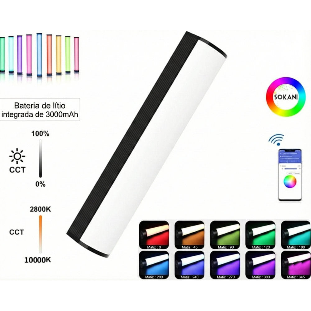 Bastão de Led Sokani X8 Rgb Portátil Luz De Vídeo para Fotografia Preto Rgb