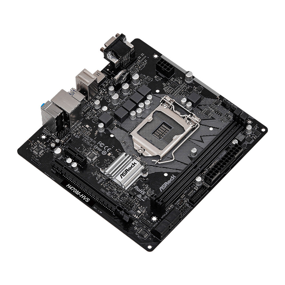 Placa Mãe ASRock H470M-HVS / Socket LGA 1200 / VGA / Chipset Intel H470 / Micro ATX / DDR4