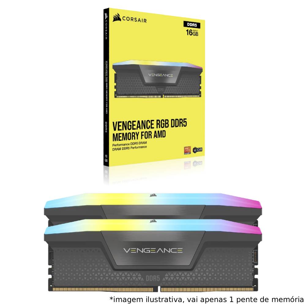 Memória RAM Desktop 16GB DDR5 Corsair Vengeance (1x16GB) 6000MHz RGB (CMH32GX5M1E6000Z38)