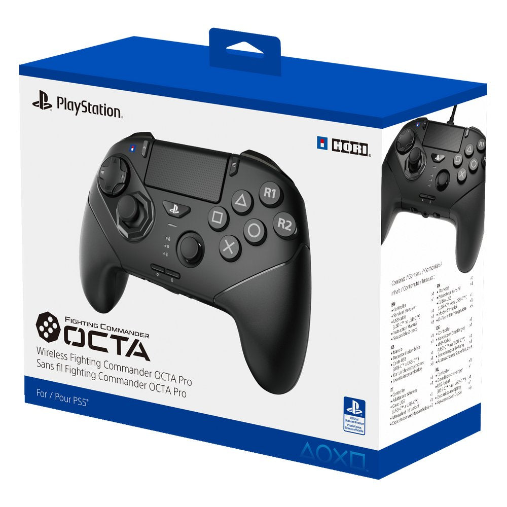 Controle Sem Fio PS5 e PC Hori Fighting Commander Octa Pro - Analógico 8 Posições (SPF-040U, Preto)