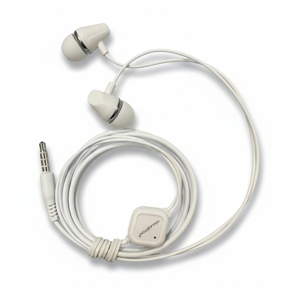 Fone De Ouvido EJ-32, Intra Auricular 3.5mm, Cabo em TPU Revestido, Cabo 1.2 Metros, H'maston, Branco