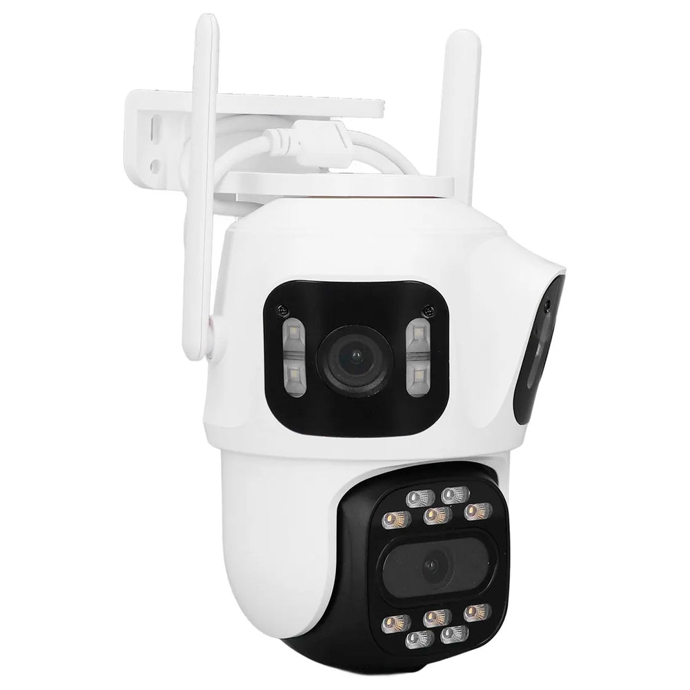 Câmera de Segurança Lente Tripla Giratória IP, Full HD 8MP, Wi-Fi Bluetooth, Compatível Alexa, APP iCSee - Branco