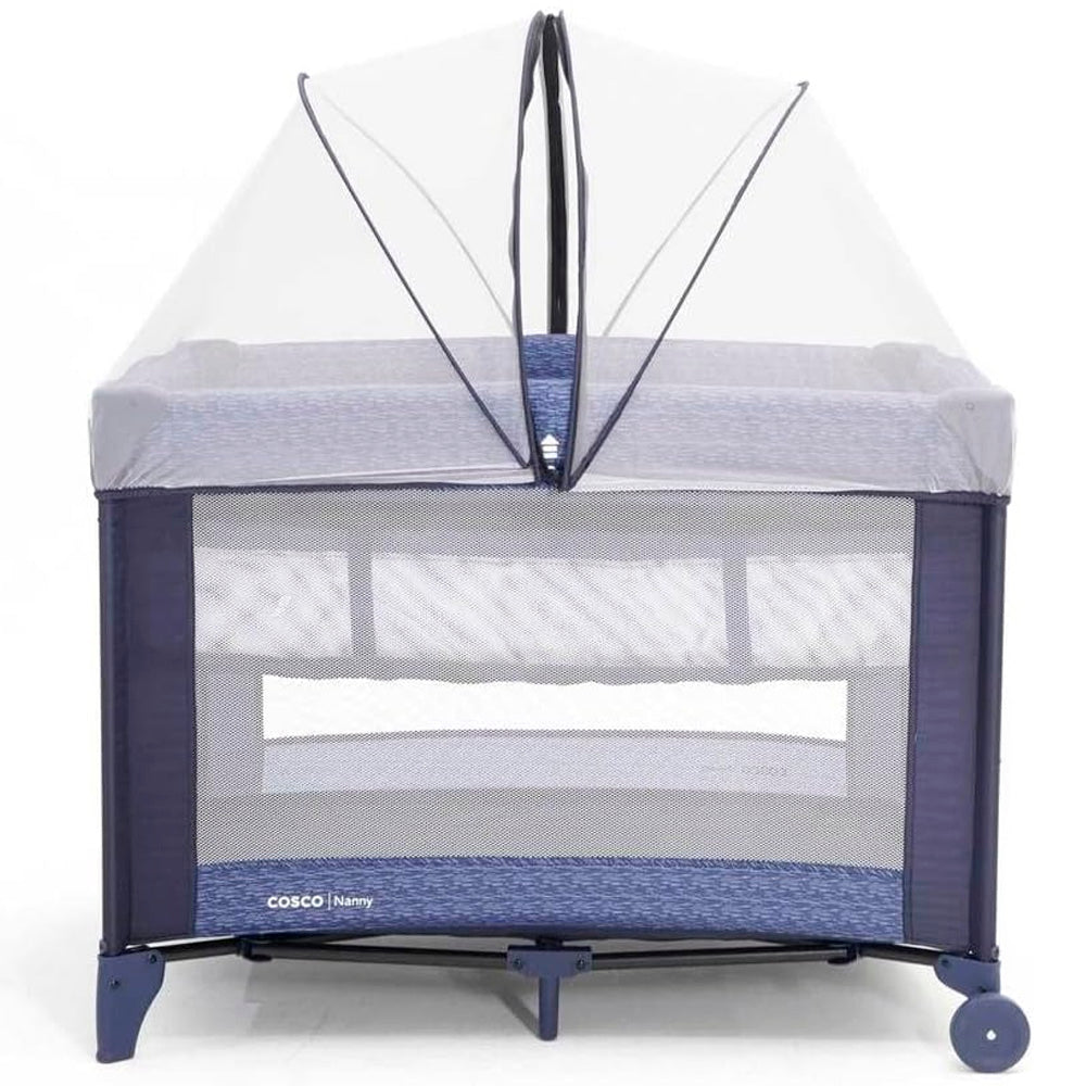 Berço Portátil Cosco Nanny 2 Níveis de Altura - de 0 a 18kg, Azul Rajado