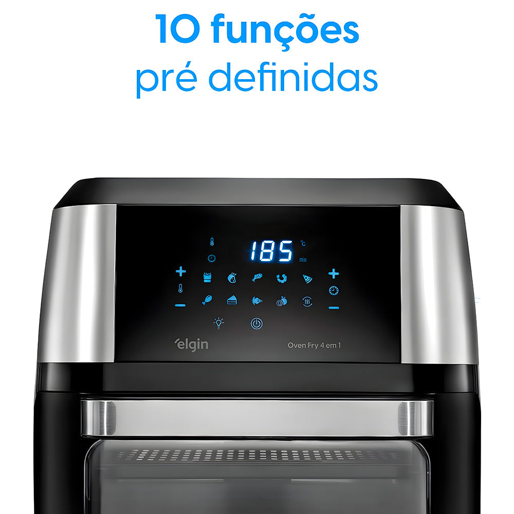 Fritadeira Eletrica Airfryer Elgin Oven Fry 4 Em 1 de 12Litros, 1800W 220V, Assa, Frita Sem Óleo, Desidrata e Reaquece