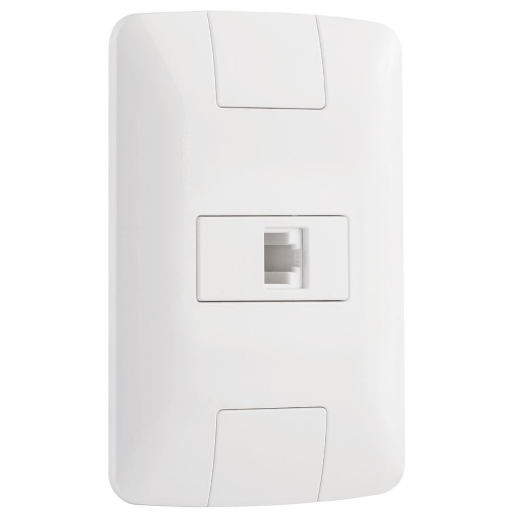 Tomada de Rede RJ45 Cat6 Tramontina Aria 4x2 Conjunto Completo Branco