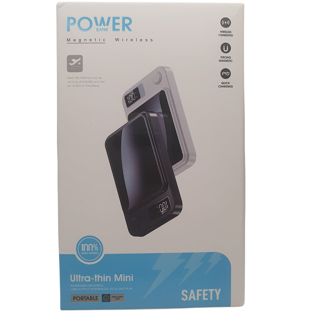 Carregador Portatíl Power Bank Magnetico 10000mAh Com Cabo USB-C, Uma Entrada USB e Uma Entrada USB-C - Roxo