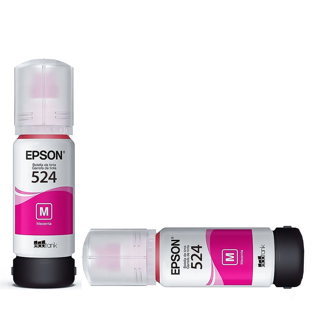Refil de Tinta Epson 524 Magenta M 70ML T524120 Original Pigmentada Rendimento 6.000 Páginas L15150/ T524220/ T524320