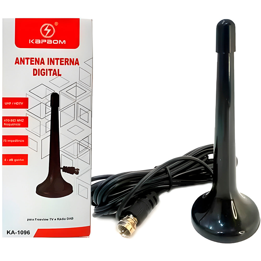 Antena Interna Digital UHF HDTV Com Cabo de 3 Metros, Kapbom - KA-1096