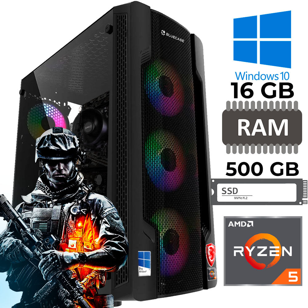 Computador Gamer AMD Ryzen 5-5600GT, Radeon Vega 7, SSD M.2 NVme 500GB, RAM 16GB 3200MHz, DDR4, Fonte 550W 80Plus Wind10