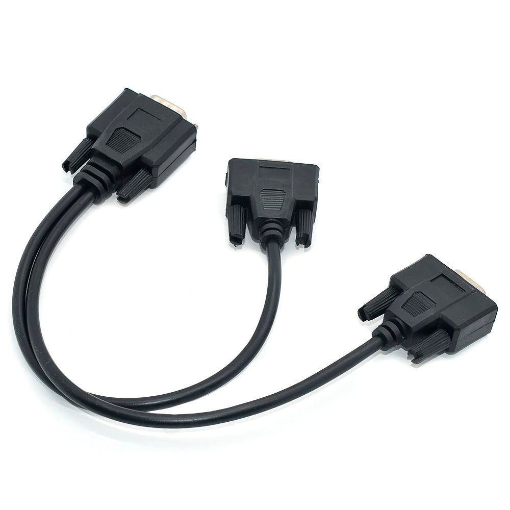 Cabo Serial 9 Pinos, 2 Machos x 1 Femea, 30 Centímetros, RS323 DB9 - Preto