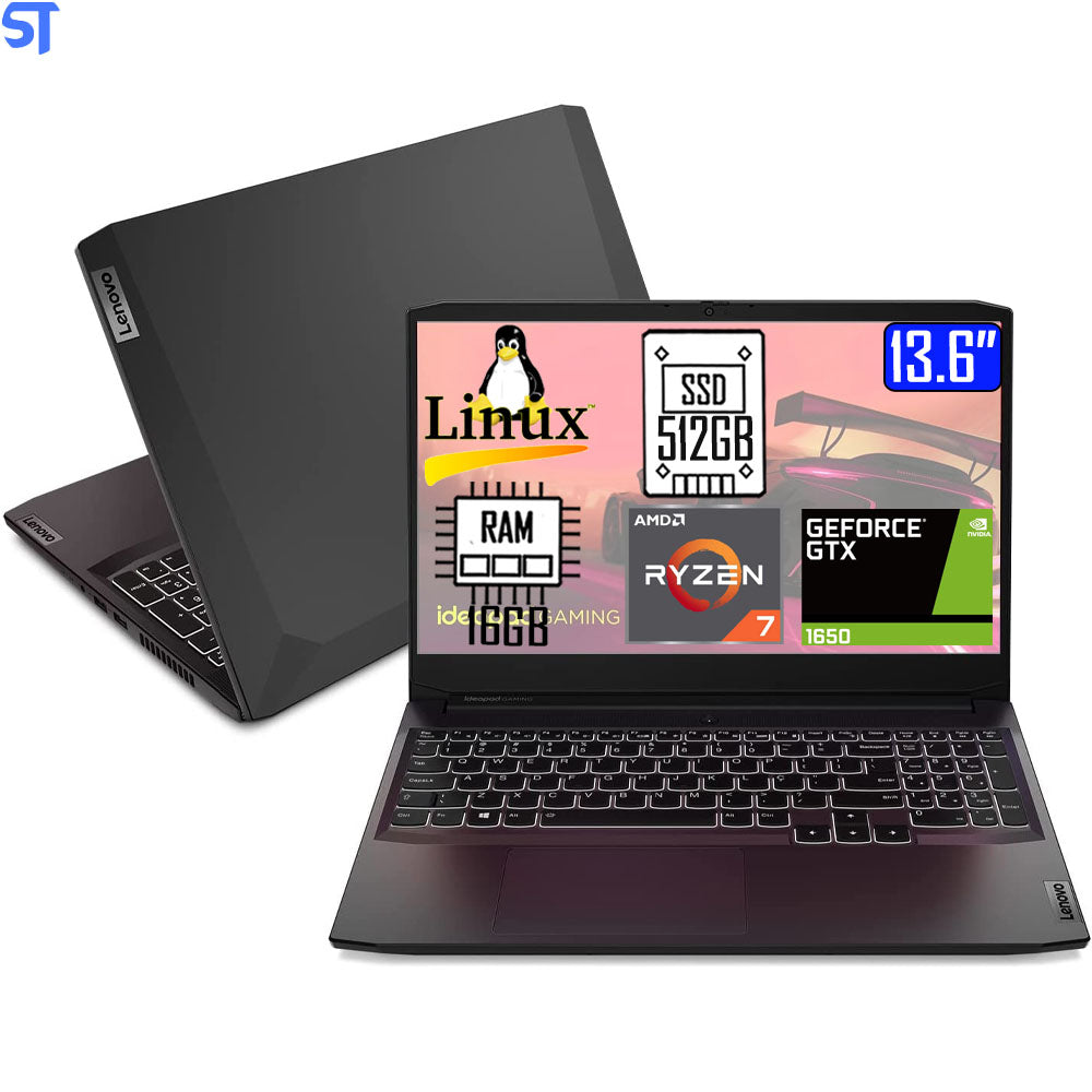 Notebook ideapad Gaming 3 R7-5800H 8GB 256GB SSD PCIe - Placa de Vídeo GTX 1650 4GB - Tela 15.6