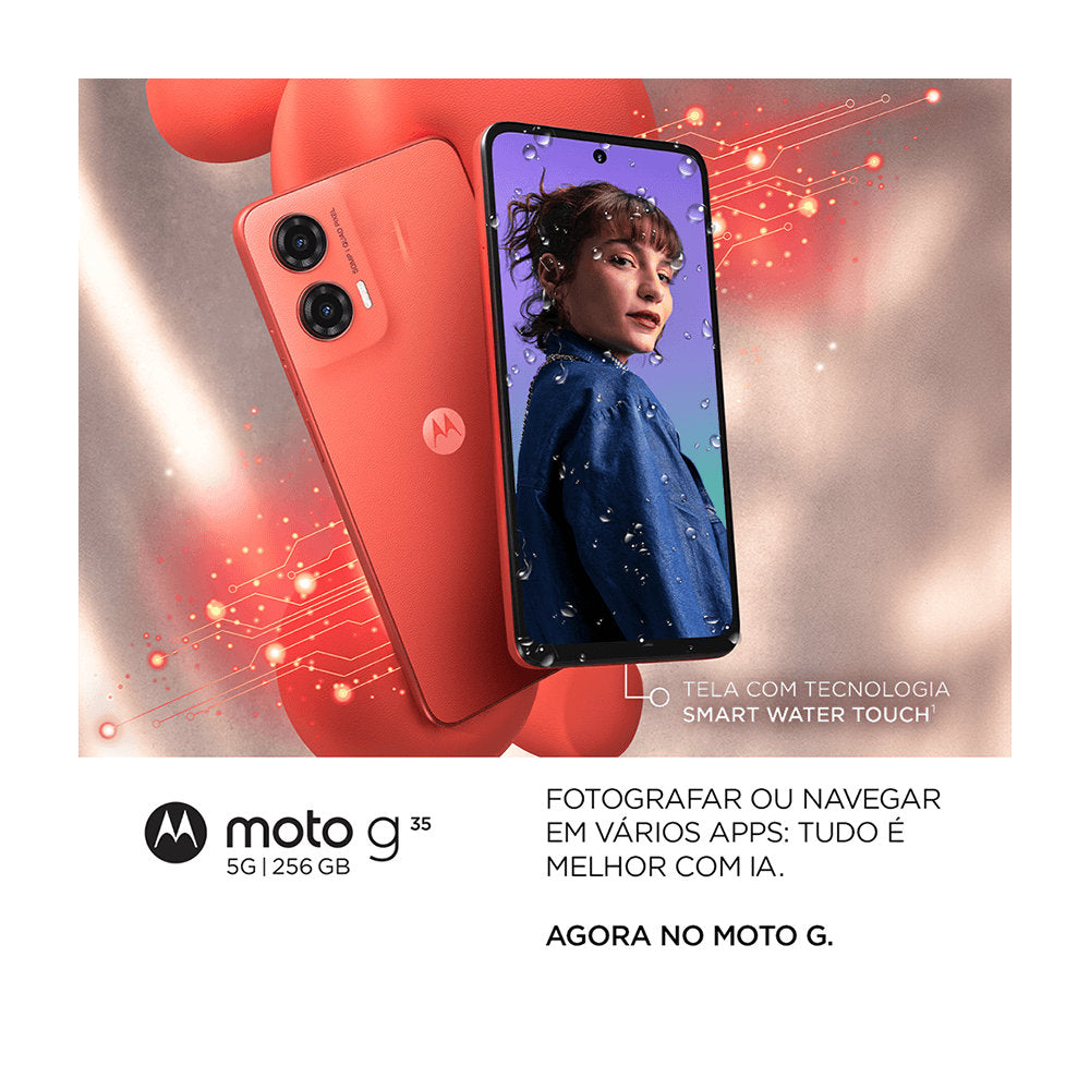 Smartphone Motorola Moto g35 5G 256GB 12GB RAM (4GB + 8GB Boost Inteligente) Câmera 50 Mp + Selfie 16mp Tela 6.7" -Coral