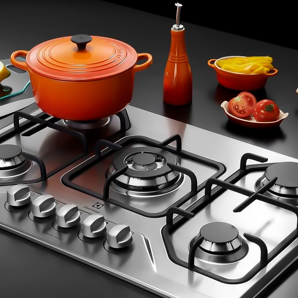 Cooktop a Gás Electrolux Inox Com 05 Bocas,Superautomático Painel Manual, Inox - GT75X, Bivolt