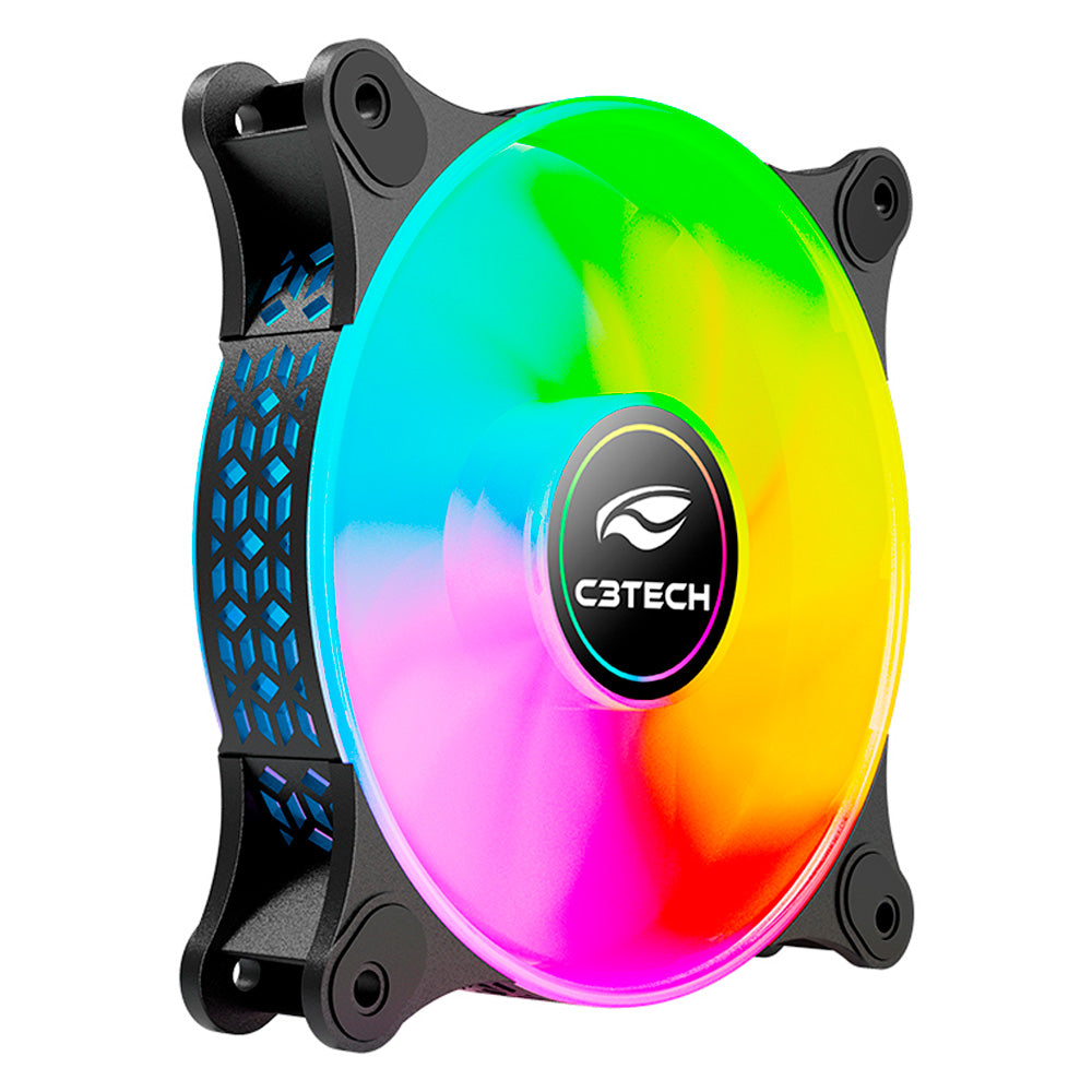 Cooler Fan Gamer, ARGB, F9-L170BK, 12cm, C3Tech Gaming, 1.200 RPM, 6 Pinos, Preto