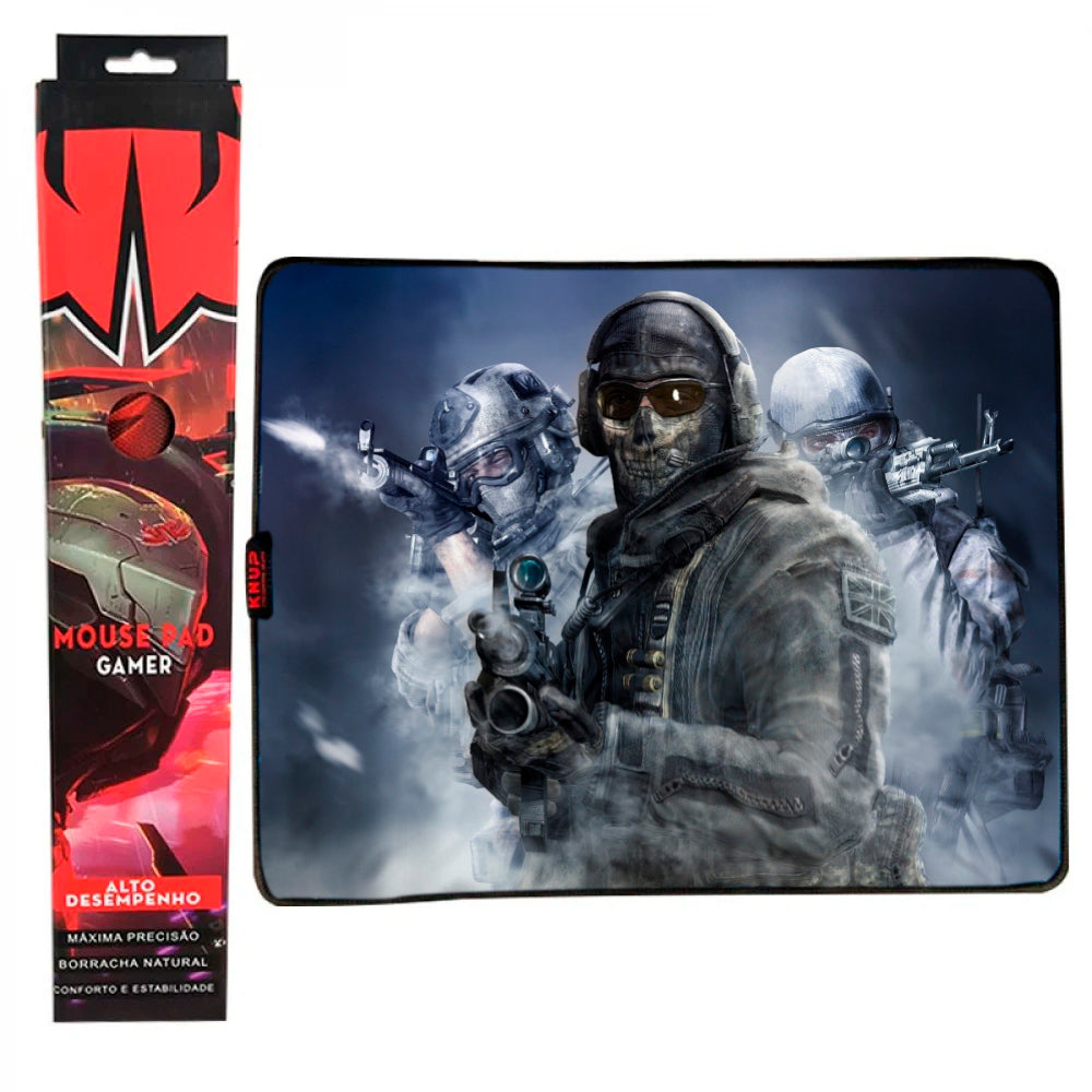 Mouse Pad Gamer Grande KNUP, 420x320mm Superficíe Têxtil Antiderrapante, Borda Costurada - KP-S07