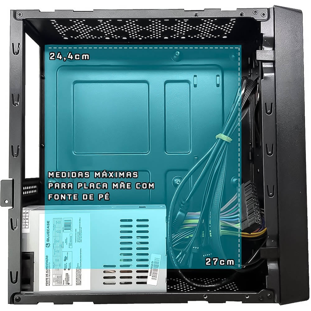 Gabinete Slim mATX com Fonte 200w Slimdesk Bluecase - BG-2002