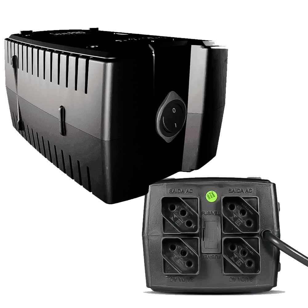 Estabilizador 300VA MCM Save Pro Bivolt/115V, Com 4 Tomadas - Preto