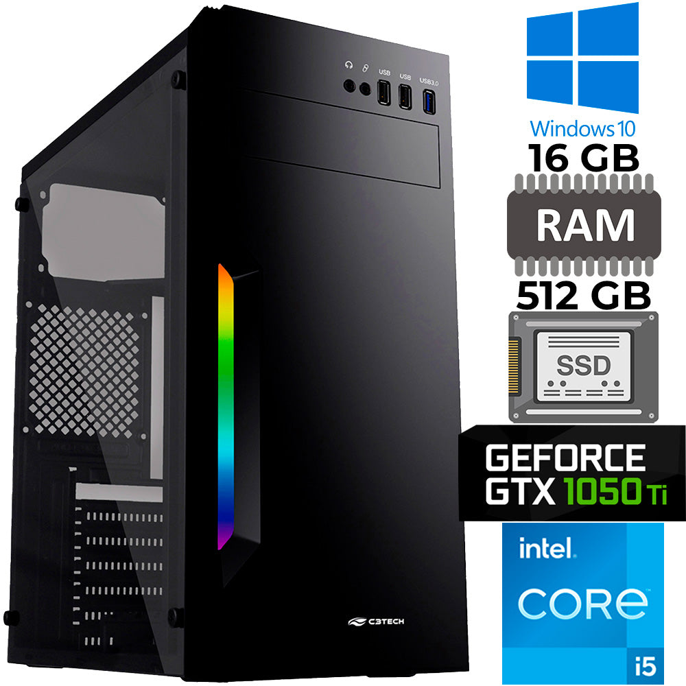 Computador Core i5-7500, Placa Mãe AK-H110M, RAM 16GB, SSD NVME 512GB, Fonte ATX 500w 80 Plus,Placa de Vídeo GTX 1050 TI
