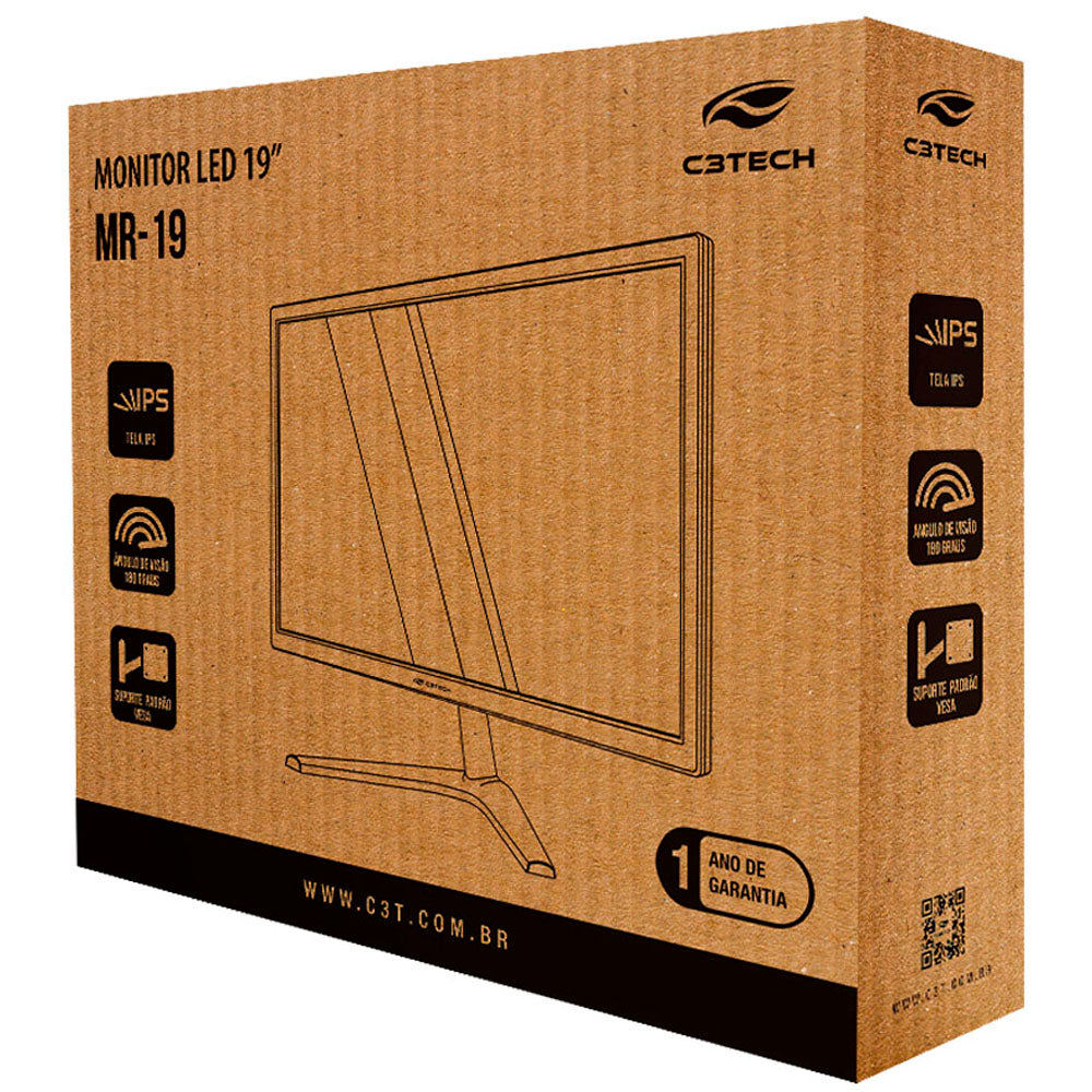 Monitor LED 19 Polegadas 5ms MR-19, Resolução HD 1440x900 - C3Tech