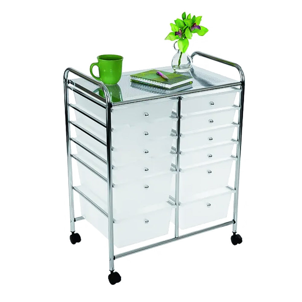 Gaveteiro Carrinho Organizador 12 Gavetas Com Rodas