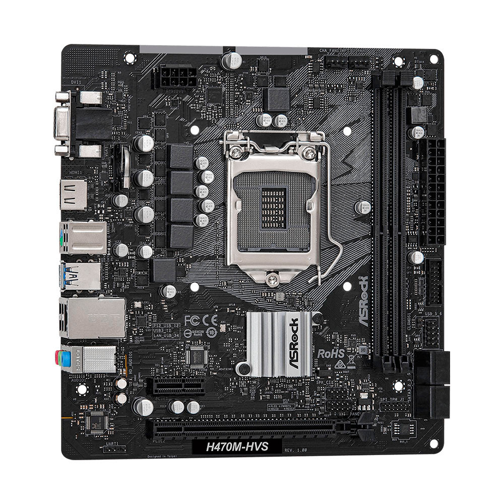 Placa Mãe ASRock H470M-HVS / Socket LGA 1200 / VGA / Chipset Intel H470 / Micro ATX / DDR4