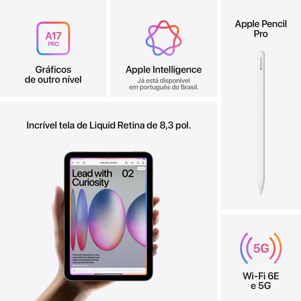Ipad Mini Apple 8.3'' Chip A17 Pro 256GB W-Fi USB-C MXNC3BZ/A - Azul