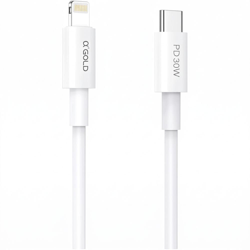 Cabo Lightning 2 Metros Turbo α'GOLD CB-104 | USB-C para iPhone 30W – Carregamento Ultrarrápido