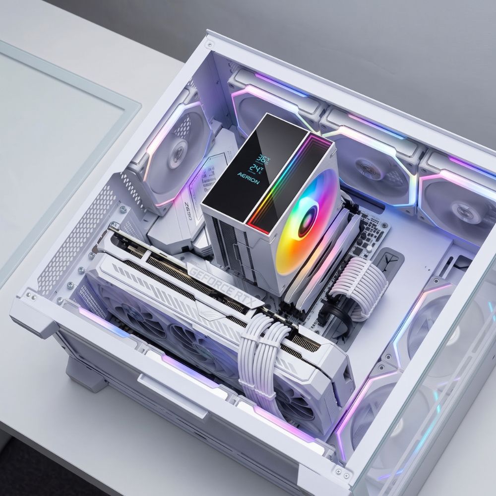 Cooler para CPU Aerion Titan CPU100 ARGB Branco, 120 mm, Rolamento Hidráulico