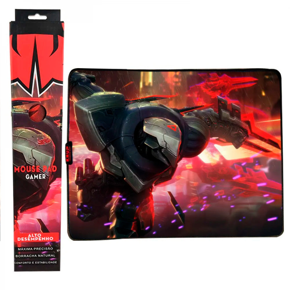 Mouse Pad Gamer Grande KNUP, 420x320mm Superficíe Têxtil Antiderrapante, Borda Costurada - KP-S07