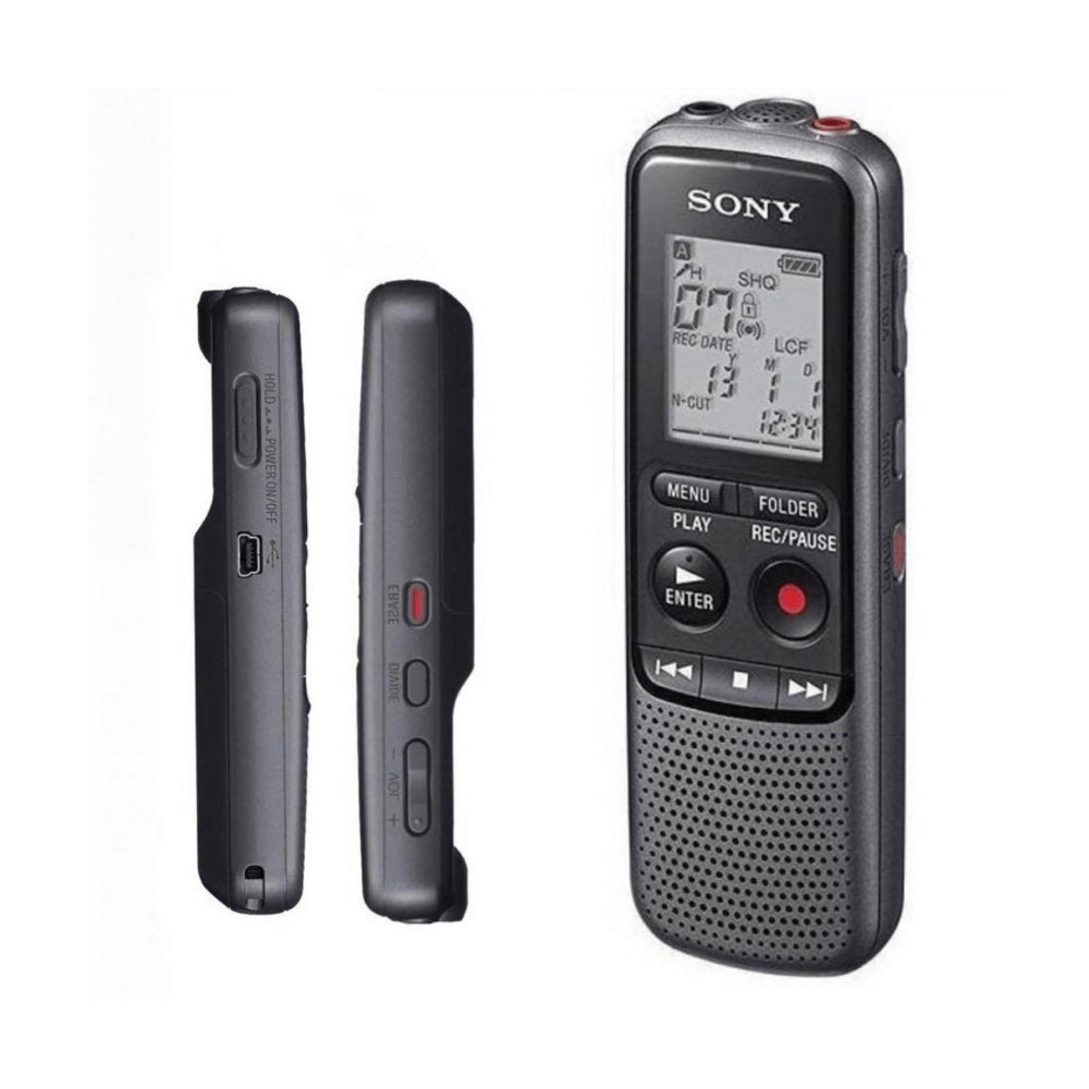 Gravador de Voz Digital Sony ICD-PX240, 4GB com Reprodução de Áudio e Gravação em MP3, Portátil, Preto