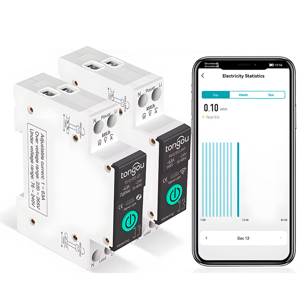 Disjuntor Inteligente Zigbee 1-63A, Compativel Com Google Assistant e Alexa - Tongou