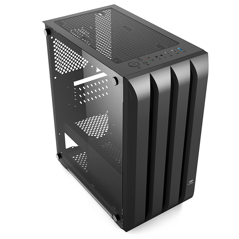 Gabinete Gamer C3Tech MT-G100BK Mid Tower, Lateral em Vidro Temperado, USB 2.0 + USB 3.0, s/Fonte - Preto