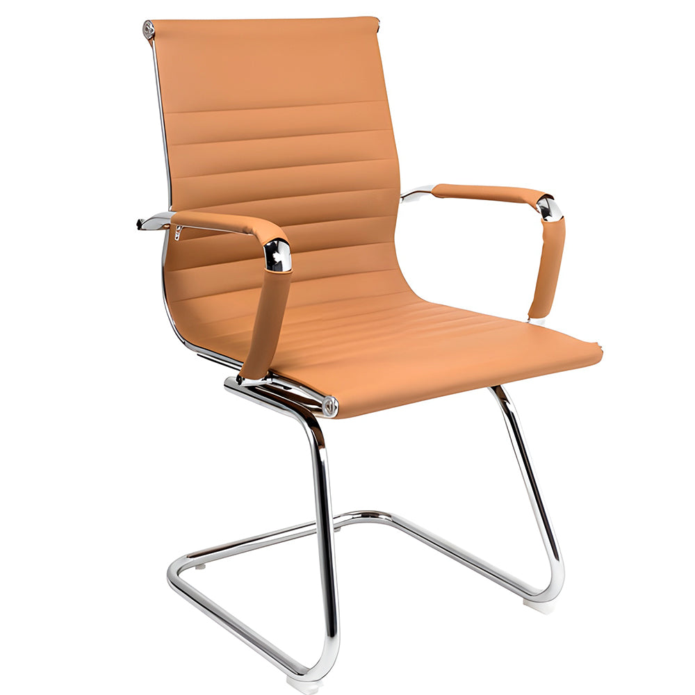 Cadeira de Escritório Moob Boston Executiva Com Base Fixa Esteirinha, Cor Caramelo