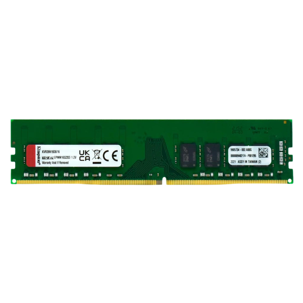Memória RAM Kingston 16GB 2666MHz DDR4 Desktop DIMM CL19 PC4-21300 - KVR26N19D8/16