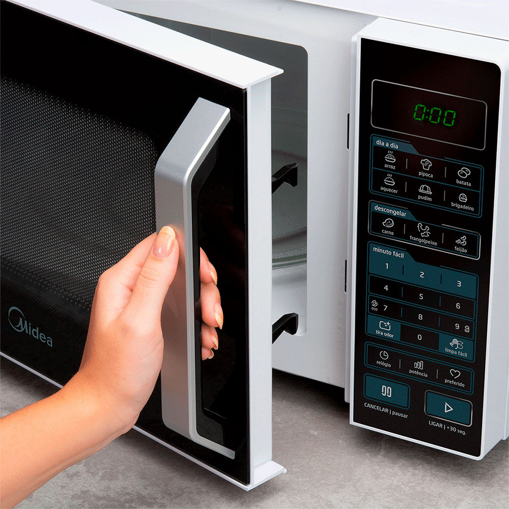 Forno Micro-Ondas 35L Midea MXSA35P2, SmartPlate, 220V, 1000W, Função Eco, Branco/Preto