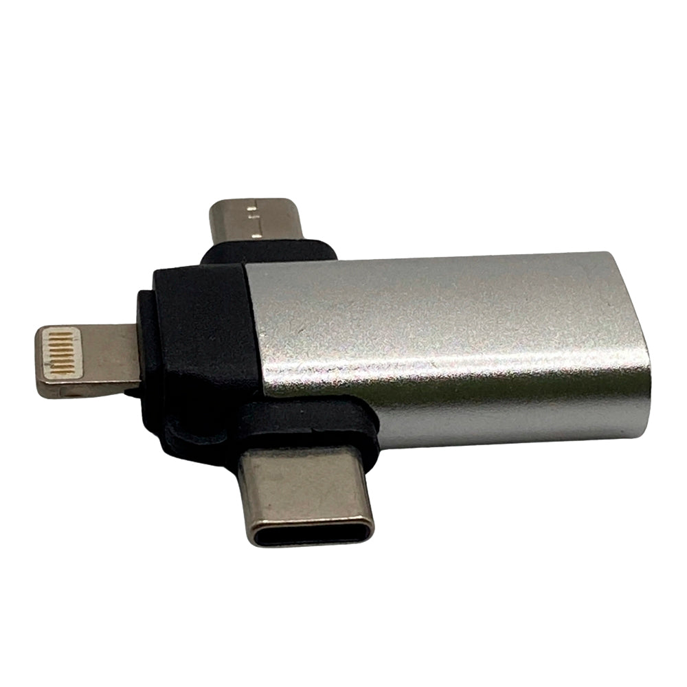 Adaptador OTG 3 em 1, USB 3.0 Para Tipo-C, Lightning e V8, KP-H006, Knup, Prata