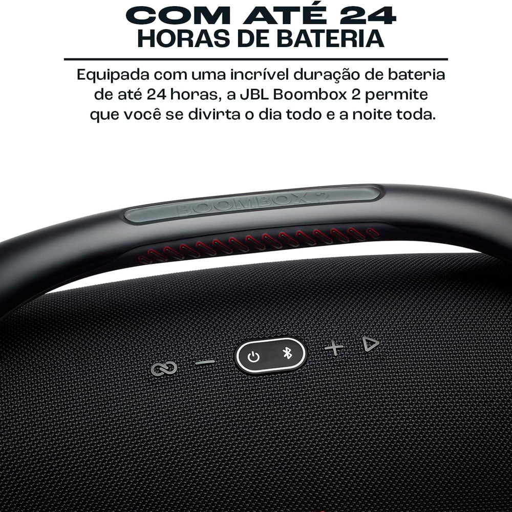 Caixa de Som Portátil JBL Boombox 2, RMS 80W, Bluetooth 5.1, À Prova D'Água, JBLBOOMBOX2BLK, Preto