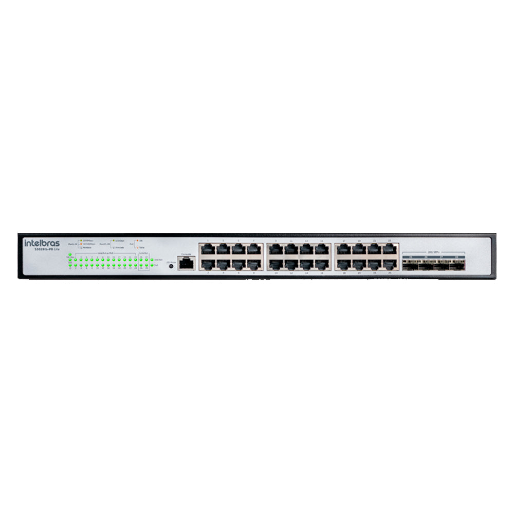 Switch L3 Intelbras Gerenciável, 24 Portas Gigabit PoE e 4 Portas SFP+, S3028G-PB Lite