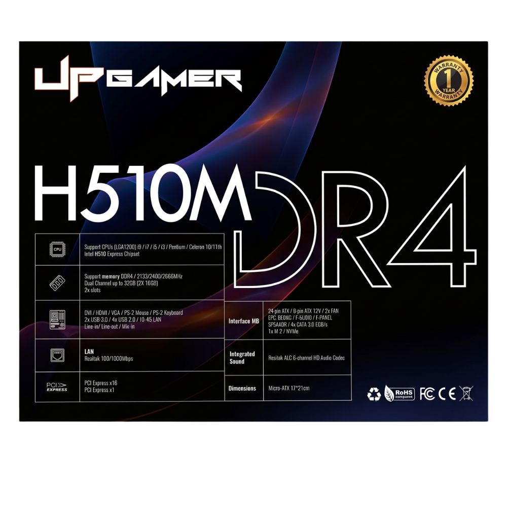 Placa Mãe UP-H510M Dr4 UpGamer DDR4 Hdmi LGA1200