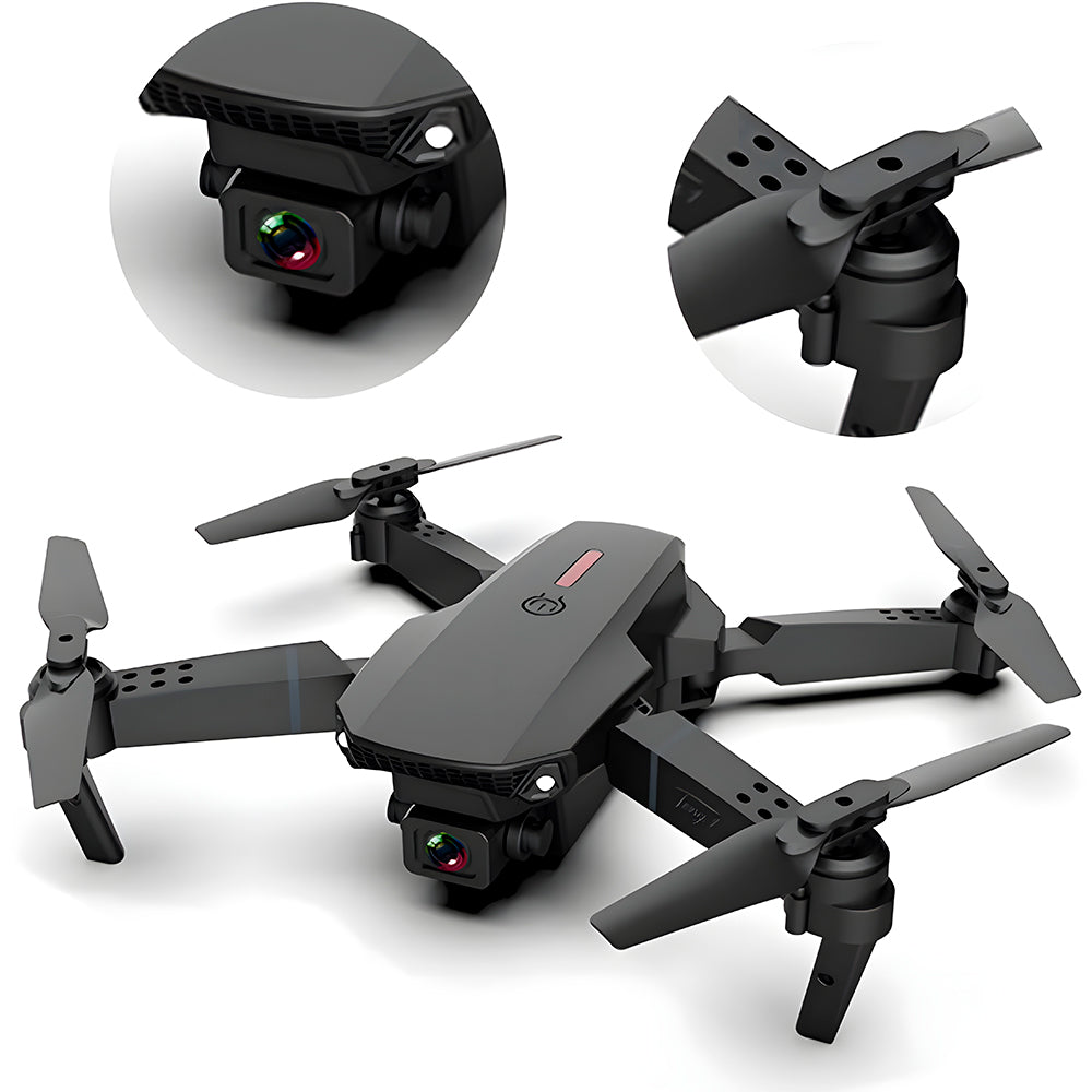 Drone E88 - Pro, Com Câmera 4K, Quadricóptero, FPV, Wi-Fi, UHD, Dobrável - Preto