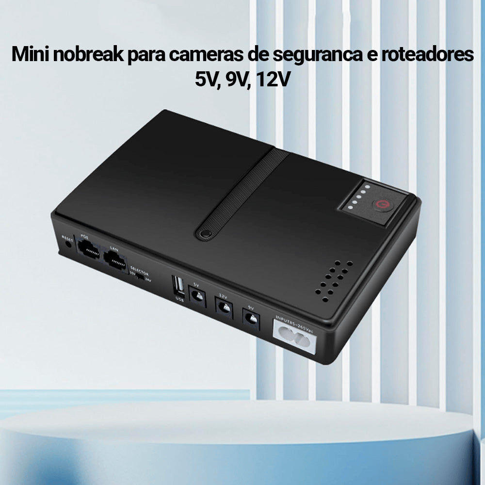 Mini Nobreak, Fonte UPS Portátil, 5V/9V/12V, 18W, Bateria de Backup Para Câmera e Roteador Wi-Fi, DC1018L