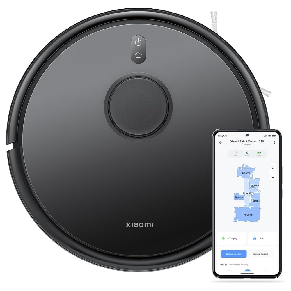 Robô Aspirador e Passa Pano Xiaomi Vacuum S20 Inteligente 5000Pa App Mi Home - Preto