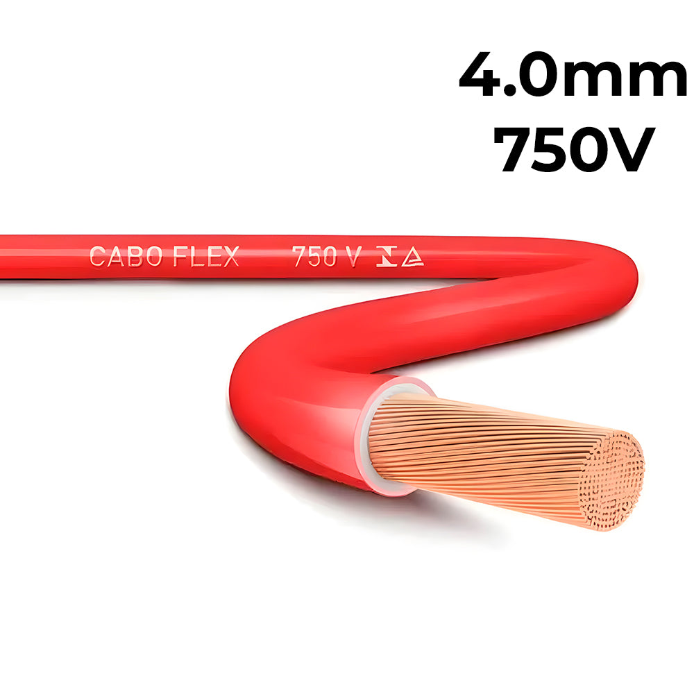 Rolo 100 Metros Cabo de Energia Flexível 4,0mm, 750V, Megatron - Vermelho