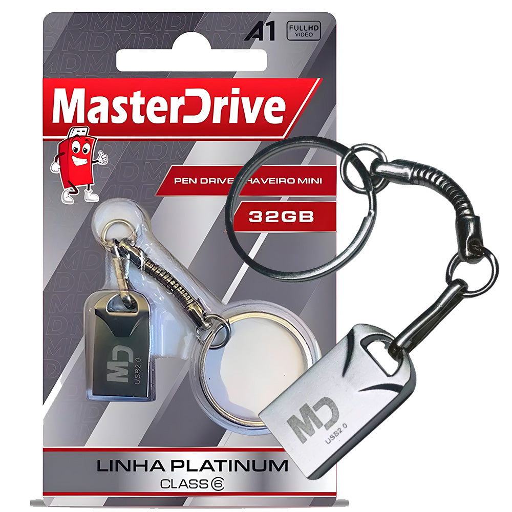 Pen Drive Chaveiro Mini, Linha Platinum, 32GB, Classe 6 - MasterDrive