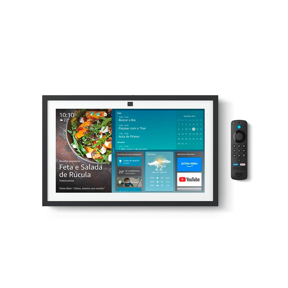Echo Show 15, Smart Display Full HD 15,6”, Alexa Integrada, Experiência Fire TV, Com Controle Remoto Por Voz