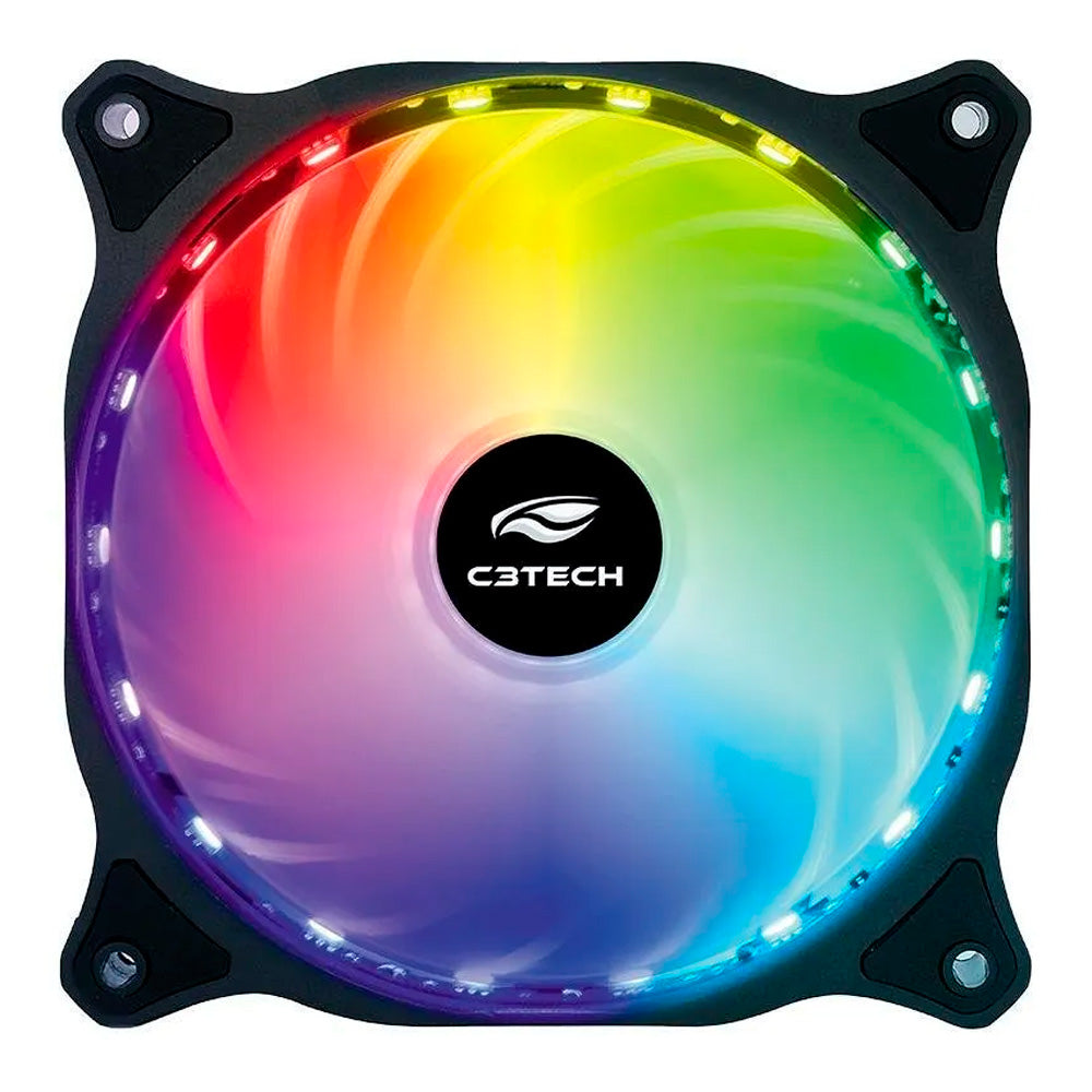 Cooler Fan F9-L150RGB Storm 12cm - Com iluminação RGB 18LED, Rolamento FDB, 12v 1200RPM - C3Tech