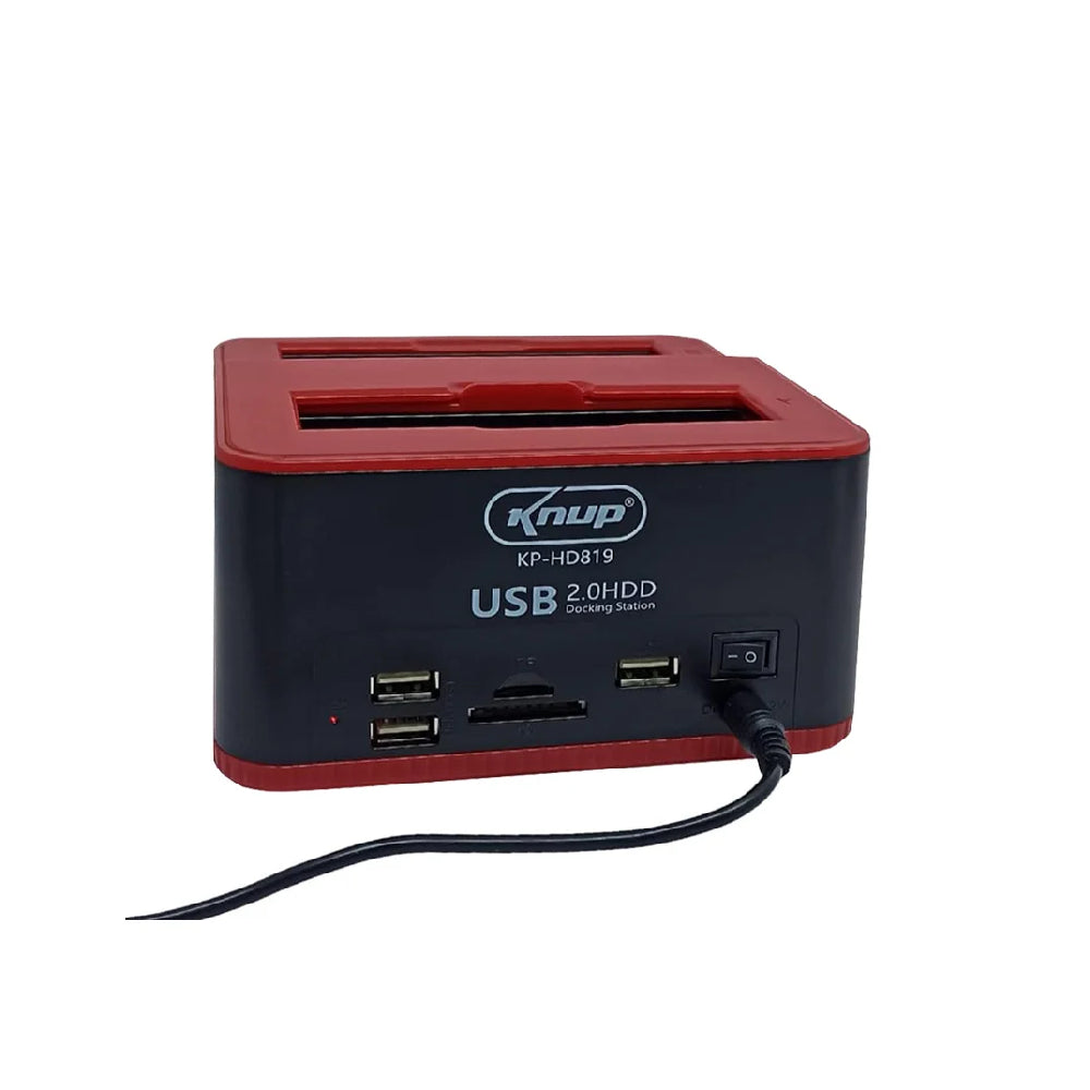 Dockstation Vertical KNUP Para HDD de 2.5" e 3.5", Com Entrada USB 2.0 e Leitor de Cartão de Memória - KP-HD819